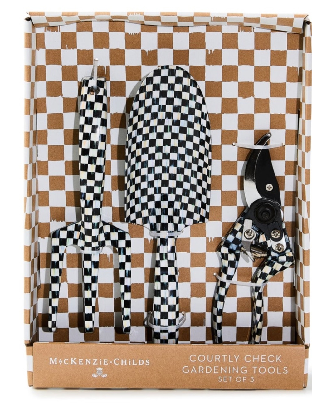 NEW For Spring MacKenzie-Childs Courtly Check  Gardening Tools 3pc Set